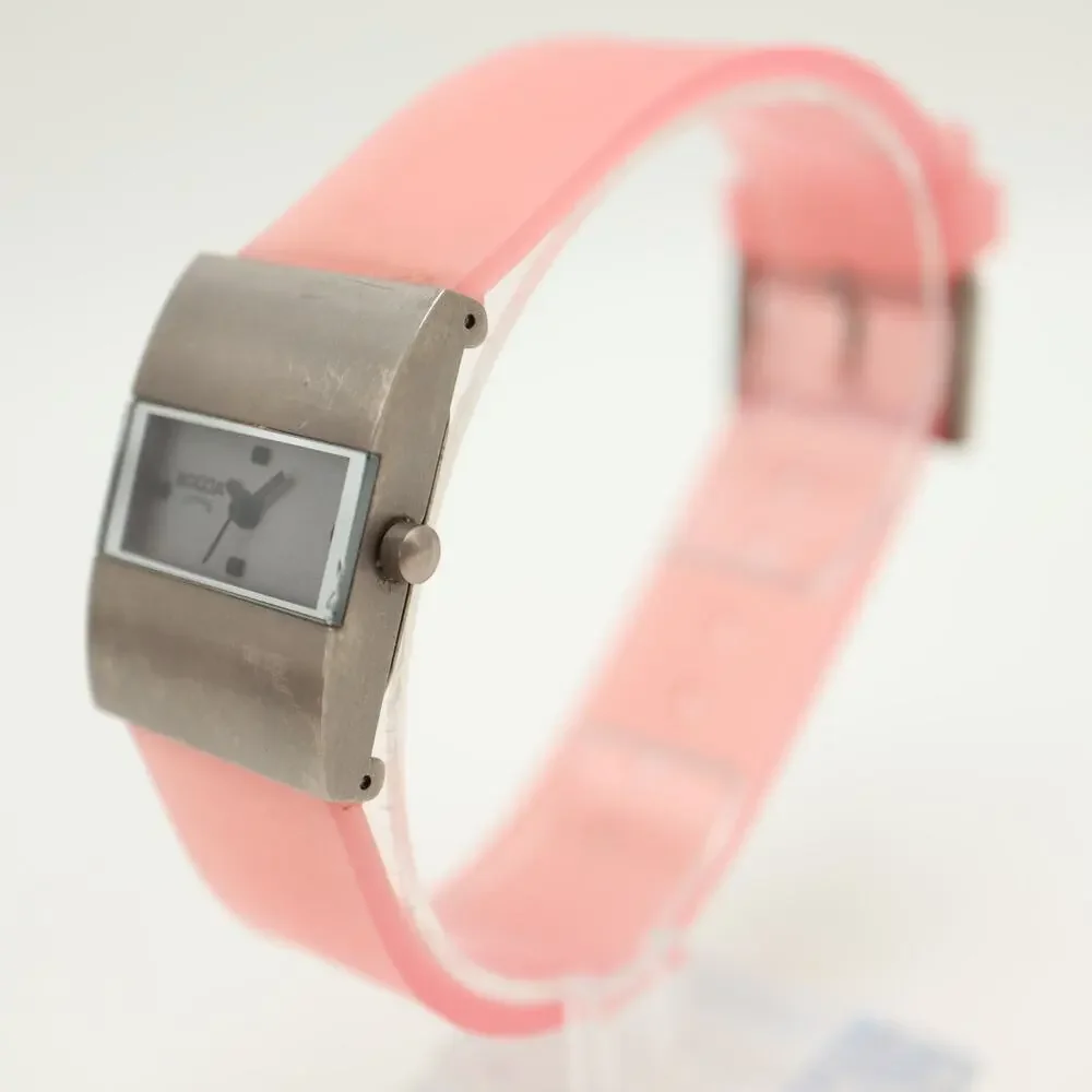 Boccia Titanium Swiss Womens Rectangle 23mm Watch Translucent Pink w New Battery